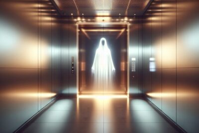 el espiritu del ascensor fantasma que se refleja en los espejos de los ascensores terror miedo terrorux