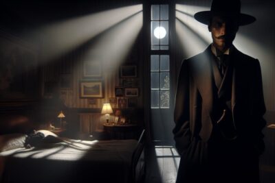 el hombre del sombrero figura oscura que observa a las personas mientras duermen terror miedo terrorux