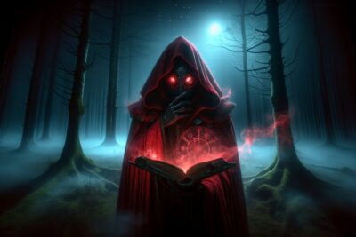 el hombre de la capucha roja figura misteriosa que susurra advertencias siniestras terror miedo terrorux