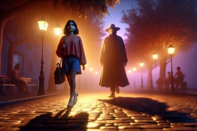 el hombre de las sombras figura oscura que sigue a las personas en la penumbra terror miedo terrorux