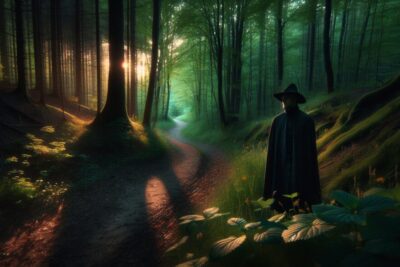 el hombre del bosque figura sombria en senderos solitarios terror miedo terrorux