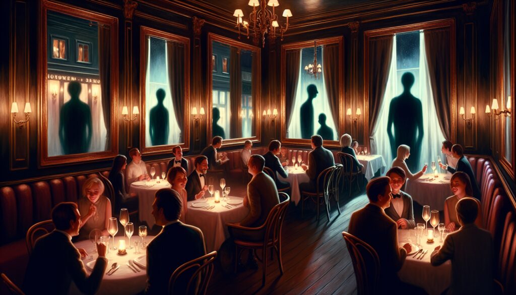 el restaurante maldito lugar donde se ven figuras extranas reflejadas en los espejos terror miedo terrorux