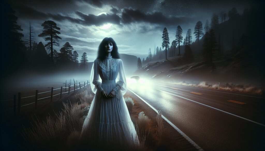 la mujer de la carretera fantasma que aparece a conductores solitarios en la noche terror miedo terrorux