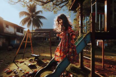 la nina del tobogan aparicion de una nina jugando sola en parques abandonados terror miedo terrorux